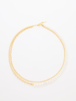 Completedworks + Double Chain Pearl & 18kt Gold-Plated Necklace