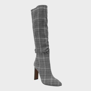Who What Wear x Target + Leigh Plaid Slouch Tall Fashion Boots