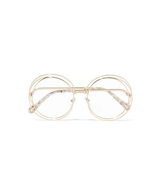 Chloé + Carlina Round-Frame Gold-Tone Optical Glasses