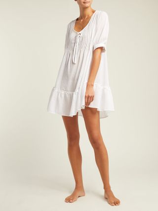Pour Les Femmes + Pin-Tuck Cotton Nightdress