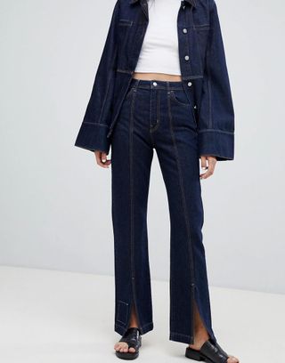 Weekday + Limited Collection Mom Jeans With Front Seam and Slit Hem