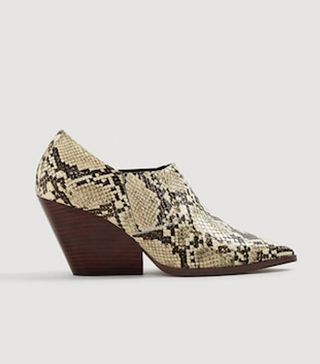 Mango + Snake-Effect Ankle Boots