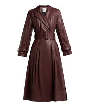 Koche + Belted Faux-Leather Trench Coat