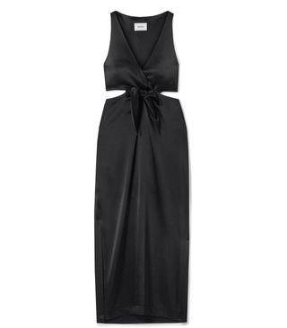 Nanushka + Regina Tie-Front Cutout Satin Midi Dress