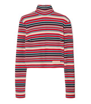 Prada + Striped Ribbed-Knit Sweater