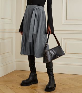 3.1 Phillip Lim + Belted Pleated Wool-Blend Midi Skirt