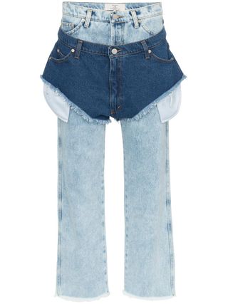 Natasha Zinko + High Waisted Jeans With a Denim Shorts Layer
