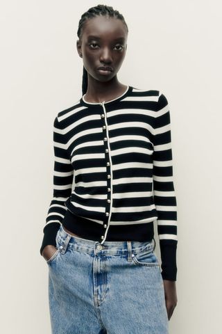 Zara + Buttoned Knit Cardigan