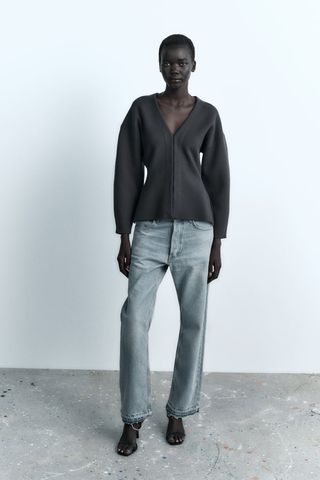 Zara + Wide Sleeve Knit Cardigan