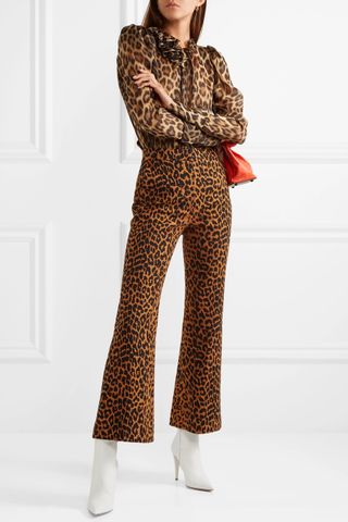 PushButton + Leopard-Print Cotton Flared Pants