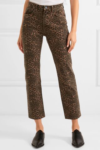 T by Alexander Wang + Leopard-Print Mid-Rise Skinny Jeans