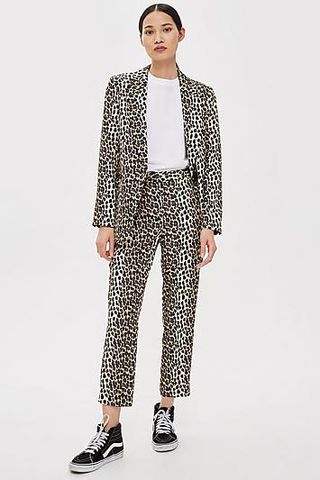 Topshop + Brown Leopard Suit Trousers