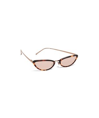 Linda Farrow Luxe + Extreme Narrow Cat Eye Sunglasses