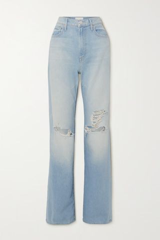 Mother + The Maven Heel Distressed High-Rise Straight-Leg Jeans