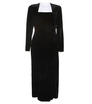 Armani + '90s Black Velvet Long-Sleeved Dress
