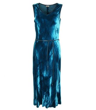 Rozae Nichols + Aquamarine Silk Velvet Bias Cut Dress