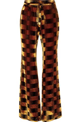 Ellery + Alvar Checked Velvet Flared Pants