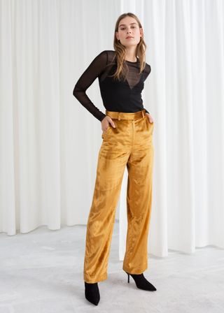 & Other Stories + High Waisted Velvet Trousers