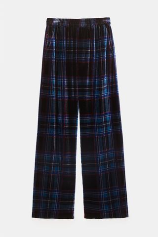 Zara + Plaid Velvet Pants