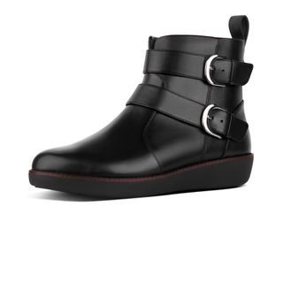 Fitlfop + Laila Double Buckle Leather Ankle Boots