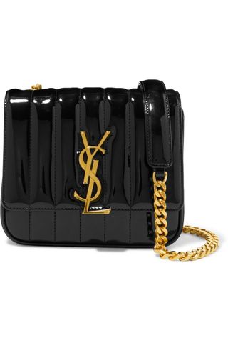 Saint Laurent + Vicky Small Quilted Patent-leather Shoulder Bag