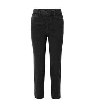 J Brand + Heather Cropped High-Rise Straight Leg Jeans