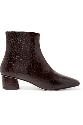LoQ + Matea Croc-Effect Leather Ankle Boots