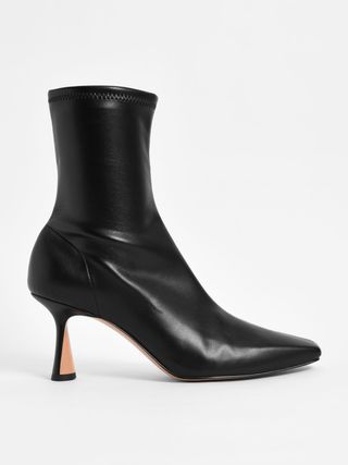 Charles & Keith + Black Sculptural Heel Ankle Boots