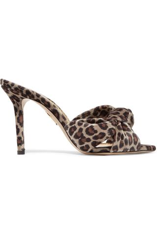 Charlotte Olympia + Lola Knotted Leopard-Print Velvet Mules