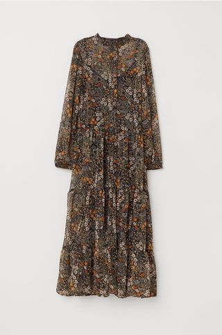 H&M + Patterned Chiffon Dress