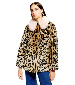 Topshop + Leopard Faux Fur Coat