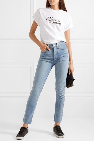 Re/Done + Originals High-rise Ankle Crop Frayed Skinny Jeans