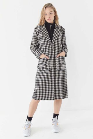 Urban Outfitters + Checkered Longline Overcoat