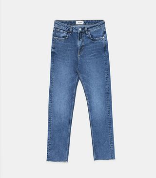 Zara + Straight Slim Fit High-Rise Jeans