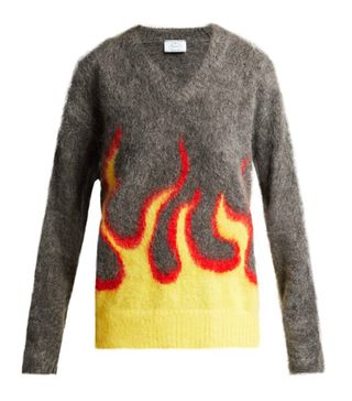 Prada + Flame-Intarsia Mohair-Blend Sweater