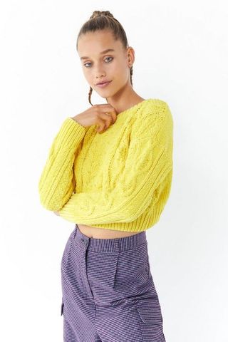 Urban Outfitters + UO Bright Lights Cable Knit Cropped Sweater