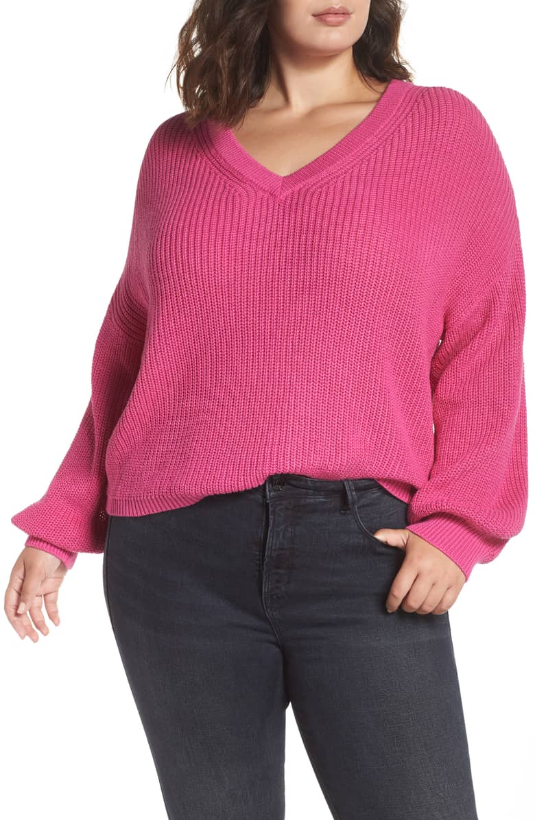 BP. + V Neck Cotton Sweater
