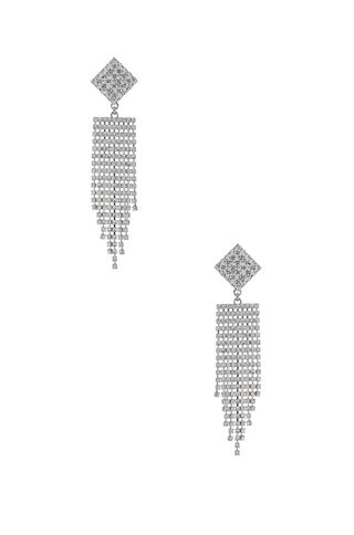 Alessandra Rich + Diamond Crystal Fringe Earrings
