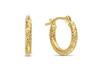 Tilo Jewelry + Engraved Diamond-Cut Round Hoop Earrings