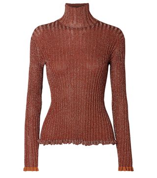 Chloé + Ribbed Silk-Blend Lurex Turtleneck Sweater