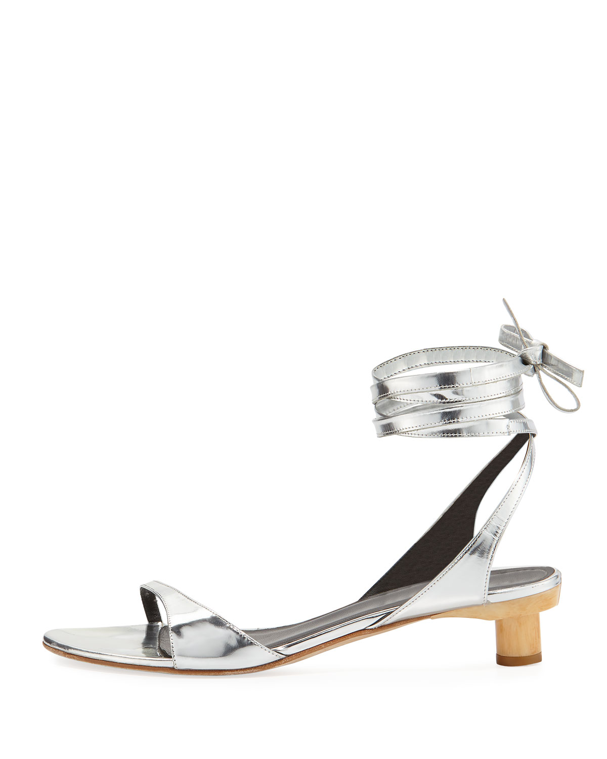 Tibi + Scott Metallic Ankle-Wrap Sandal