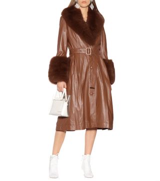 Saks Potts + Foxy Fur-Trimmed Leather Coat