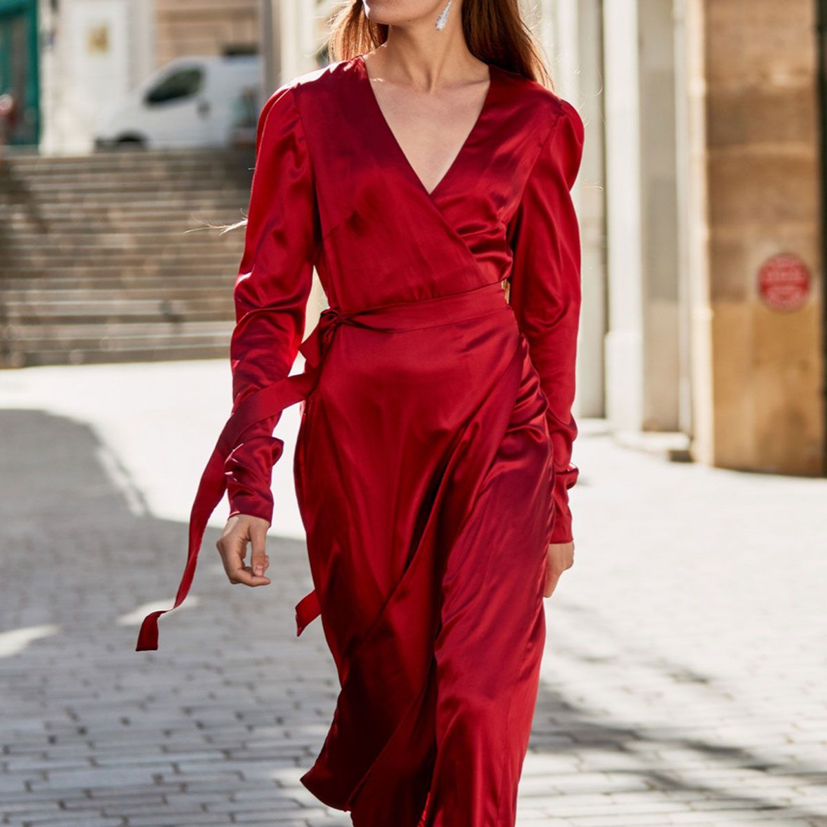 strapless open back dress Red Satin Halter Neck Maxi Dress - All Dresses main image 0