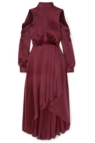Diane von Furstenberg + Cold-Shoulder Asymmetric Silk Midi Dress