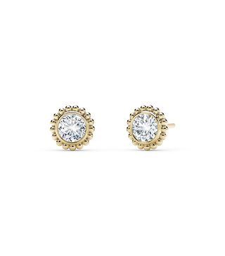 The Forevermark Tribute™ Collection + Beaded Stud Earrings in Yellow Gold