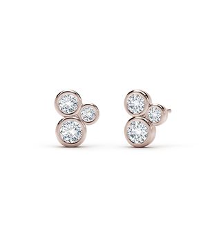 The Forevermark Tribute™ Collection + Three Stone Bezel Studs in Rose Gold