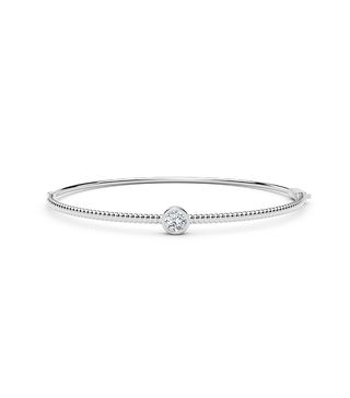 The Forevermark Tribute™ Collection + Solitaire Beaded Bangle in White Gold
