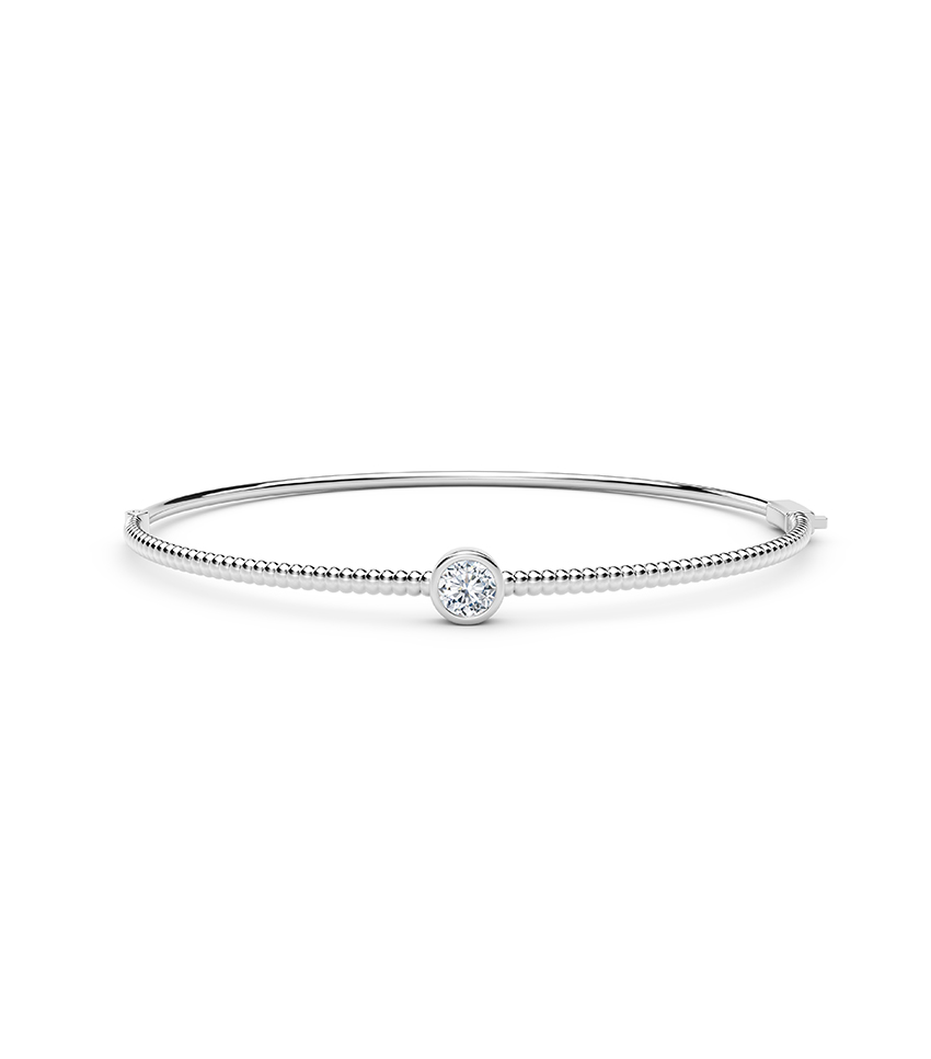 The Forevermark Tribute™ Collection + Solitaire Beaded Bangle in White Gold