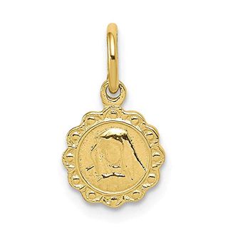 10kt Yellow Gold Solid Our Lady Of Sorrows Disc Pendant
