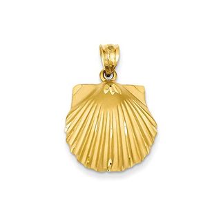 14ct Yellow Gold Solid Satin Polished Seashell Pendant